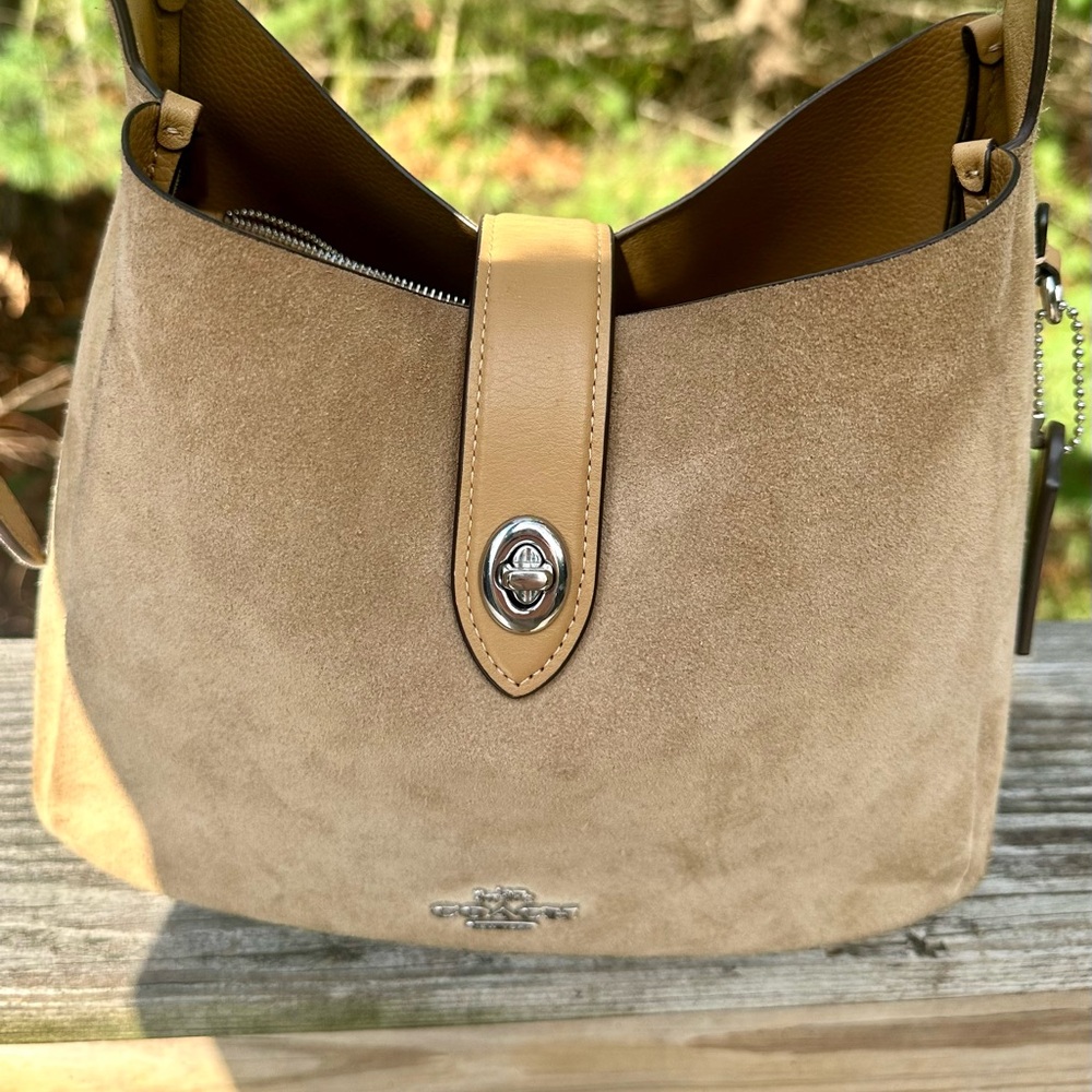 Coach Suede Shoulder Bag in Tan - Picture 6 of 10